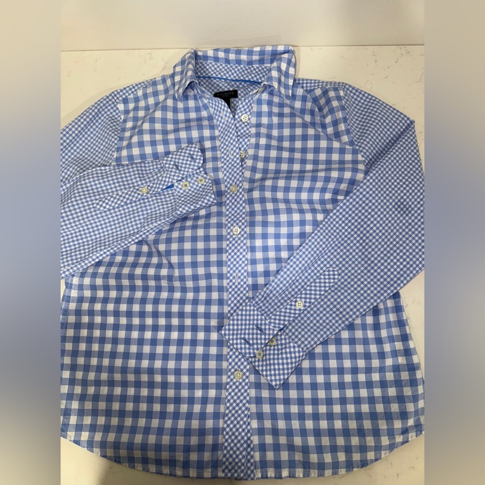 Talbots 100% cotton Blue and White Gingham Men's Shirt